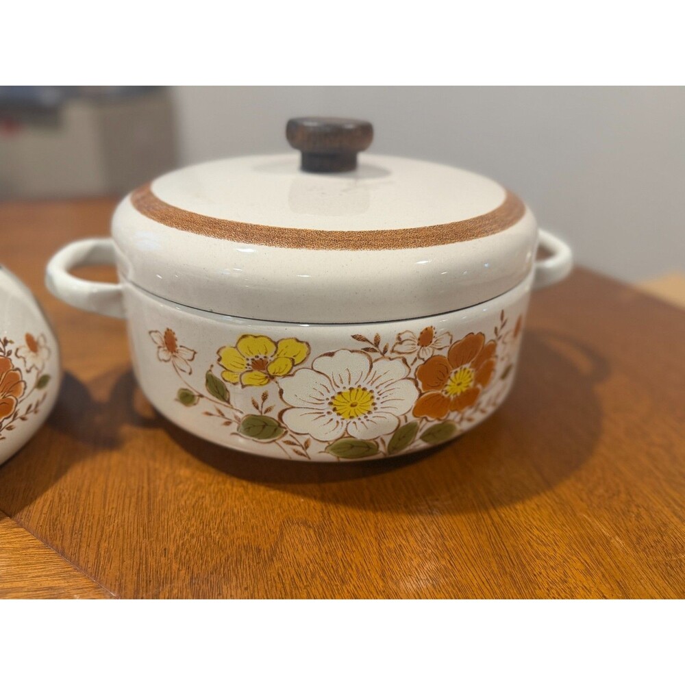 Vintage Daniele Collection Trailside Enamelware Cookware Set - Floral Enamel Pot - Picture 4 of 11